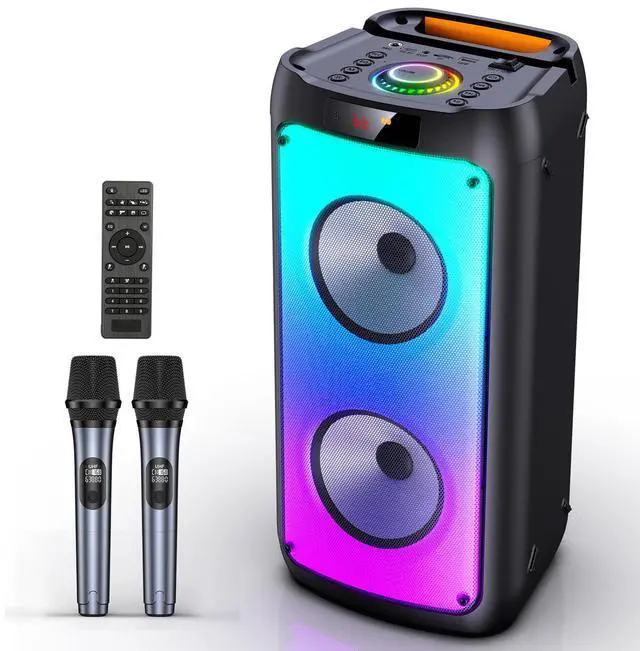 Main image of JYX Singing Karaoke Machine with 2 Wireless Karaoke Microphones, Portable Bluetooth Speaker Home Karaoke System with RGB Colorful Light
