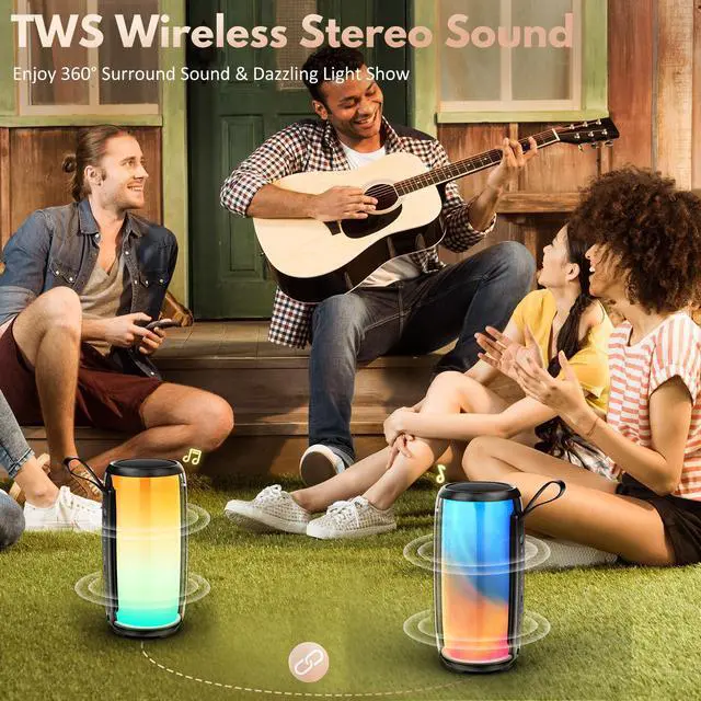 Alt view image 3 of 7 - JYX Portable Bluetooth Speaker, Waterproof Speaker with DJ Light, Deep Bass Outdoor PA System for Pool Beach Party, D21