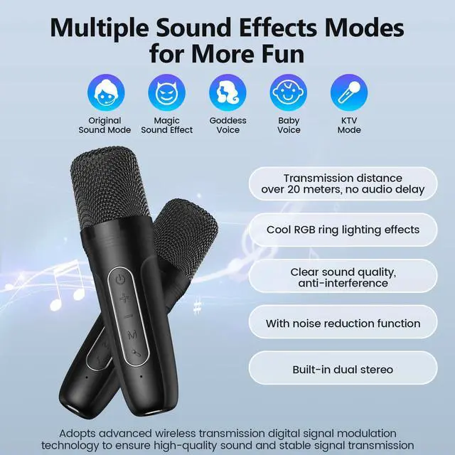 Alt view image 4 of 6 - JYX Wireless Karaoke System with Microphone, Outdoor Speaker, Party Sing Machine with Lights, Portable PA System
