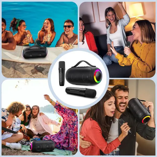 Alt view image 6 of 6 - JYX Wireless Karaoke System with Microphone, Outdoor Speaker, Party Sing Machine with Lights, Portable PA System