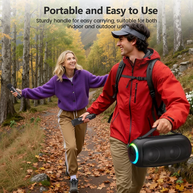 Alt view image 5 of 6 - JYX Wireless Karaoke System with Microphone, Outdoor Speaker, Party Sing Machine with Lights, Portable PA System