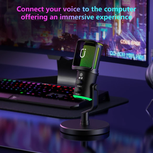 Alt view image 4 of 7 - JYX Microphone, Dynamic USB Gaming Microphone for PC PS4/5, Podcast, Streaming, RGB, Anti Spray Net, Noise Cancellation, Reverb, 3.5mm Headphone Jack