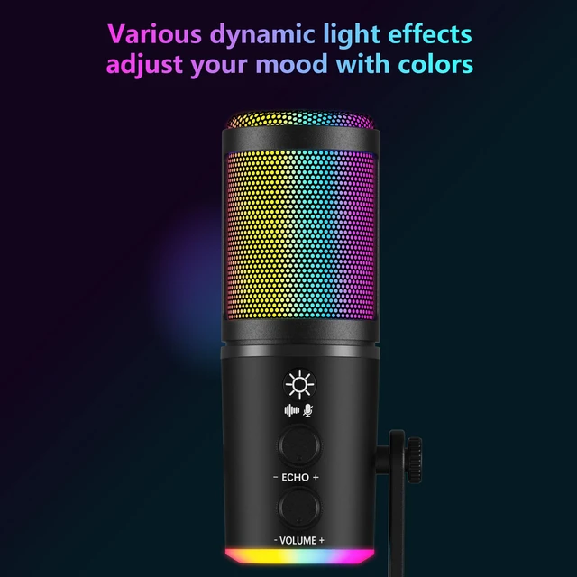 Alt view image 6 of 7 - JYX Microphone, Dynamic USB Gaming Microphone for PC PS4/5, Podcast, Streaming, RGB, Anti Spray Net, Noise Cancellation, Reverb, 3.5mm Headphone Jack