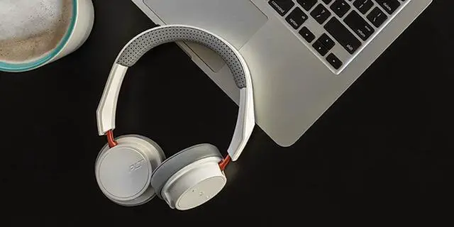 Alt view image 9 of 10 - Plantronics Backbeat 500 Series Bluetooth Wireless Headphones - White/Orange