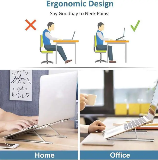 Alt view image 7 of 7 - Laptop Stand, with 8 Levels Height Adjustable Aluminum Laptop Tablet Stand, Foldable Portable Desktop Holder Compatible with All Laptops