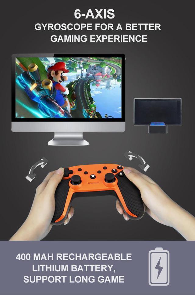 Alt view image 5 of 7 - New Wireless Bluetooth Gamepad, Wireless Controller Remote Joystick for Nintendo Switch Console, PS3, PC, IOS13, Supports Gyroscope axis, Turbo and Dual Vibration(black)