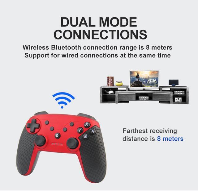 Alt view image 3 of 7 - New Wireless Bluetooth Gamepad, Wireless Controller Remote Joystick for Nintendo Switch Console, PS3, PC, IOS13, Supports Gyroscope axis, Turbo and Dual Vibration(black)