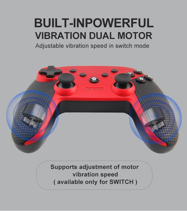Alt view image 6 of 7 - New Wireless Bluetooth Gamepad, Wireless Controller Remote Joystick for Nintendo Switch Console, PS3, PC, IOS13, Supports Gyroscope axis, Turbo and Dual Vibration(black)