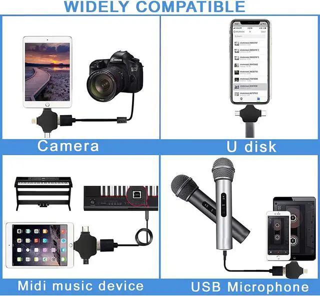Alt view image 4 of 7 - OTG Adapter, Compatible with Android/iPhone/iPad, Lightning/USB Type-C/Micro-USB to USB Camera Adapter for SD TF Card Reader, Keyboard, Mouse, U Disk, USB Flash Drive Silver
