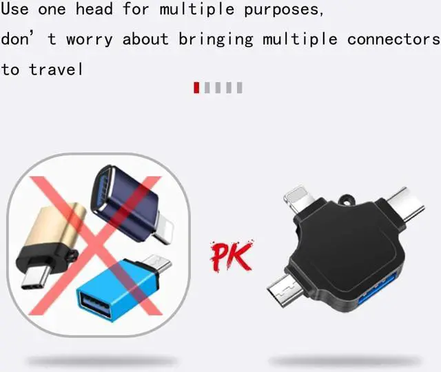 Alt view image 3 of 7 - OTG Adapter, Compatible with Android/iPhone/iPad, Lightning/USB Type-C/Micro-USB to USB Camera Adapter for SD TF Card Reader, Keyboard, Mouse, U Disk, USB Flash Drive Silver