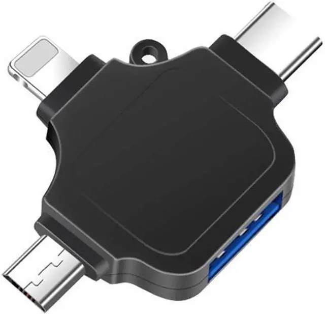 Main image of OTG Adapter, Compatible with Android/iPhone/iPad, Lightning/USB Type-C/Micro-USB to USB Camera Adapter for SD TF Card Reader, Keyboard, Mouse, U Disk, USB Flash Drive Silver