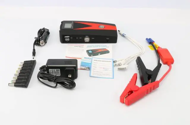 Alt view image 3 of 7 - LAUGFIN K08 800A Peak 12000mAh Car Jump Starter with LCD Display (up to 4.5L Gas, 3.5L Diesel Engine) 12V Auto Battery Booster with Smart Jumper Cable, Quick Charger