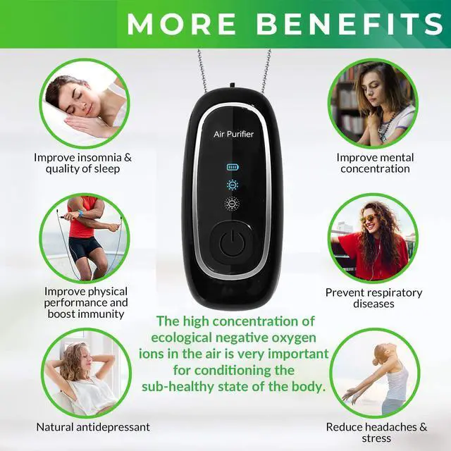 Alt view image 3 of 7 - 2021 Upgraded Version Portable air purifier 120 Millions Air Necklace Wearable Portable Air Necklace for Adult Kids 60 Hours Working