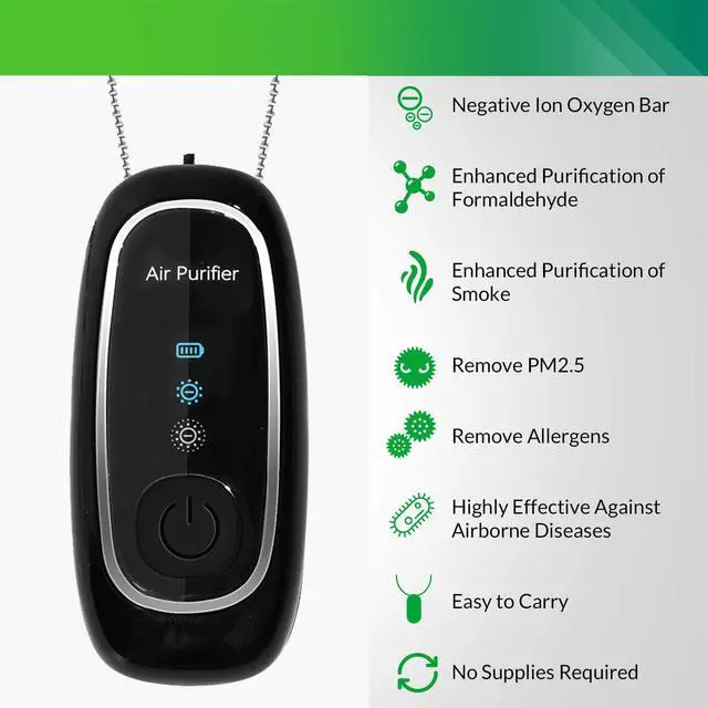 Alt view image 2 of 7 - 2021 Upgraded Version Portable air purifier 120 Millions Air Necklace Wearable Portable Air Necklace for Adult Kids 60 Hours Working