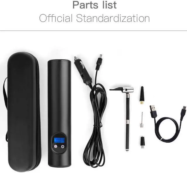 Alt view image 6 of 7 - 150 PSI Tire inflator portable air compressor with LCD Display Emergency LED Light Rechargeable Li-ion Batteryd Electric Cordless Air Pump for Cars, Motorbikes, Balls, Swim rings and All Bicycles