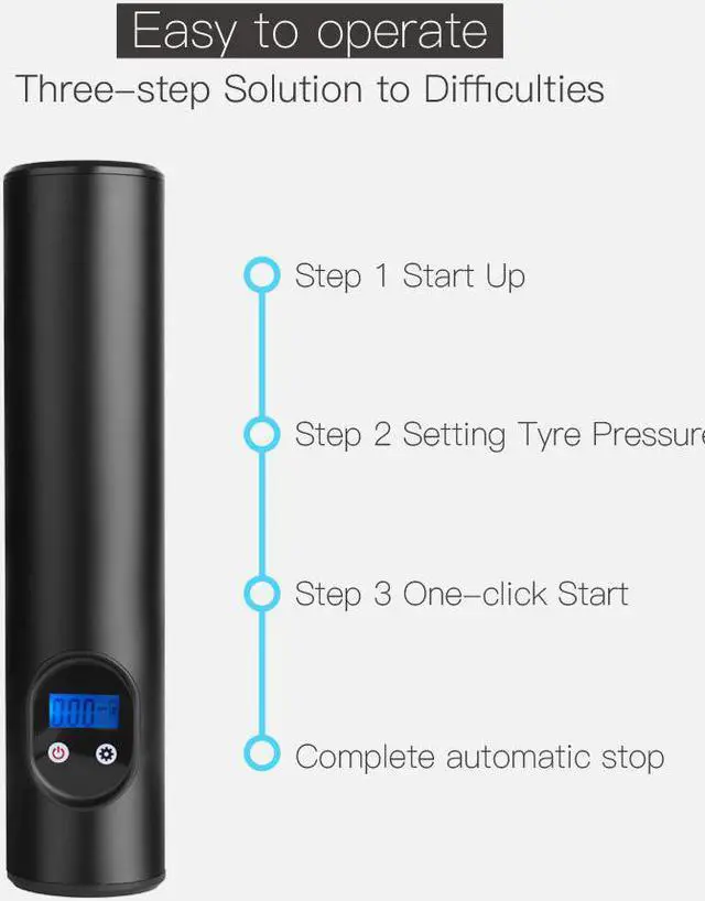 Alt view image 6 of 7 - 150 PSI Tire inflator portable air compressor with LCD Display Emergency LED Light Rechargeable Li-ion Batteryd Electric Cordless Air Pump for Cars, Motorbikes, Balls, Swim rings and All Bicycles