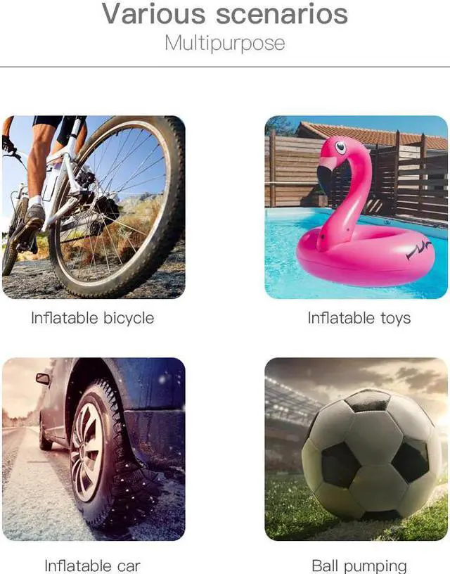 Alt view image 7 of 7 - 150 PSI Tire inflator portable air compressor with LCD Display Emergency LED Light Rechargeable Li-ion Batteryd Electric Cordless Air Pump for Cars, Motorbikes, Balls, Swim rings and All Bicycles