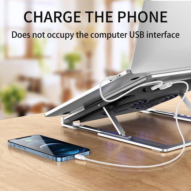 Alt view image 4 of 7 - Laptop Cooling Pad Slim Portable USB Powered (2Fans) Laptop Fan Cooling Pad White Adjustable Cooling pad for Laptop Up to 13-17”