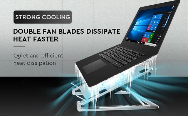 Alt view image 2 of 7 - Laptop Cooling Pad Slim Portable USB Powered (2Fans) Laptop Fan Cooling Pad White Adjustable Cooling pad for Laptop Up to 13-17”