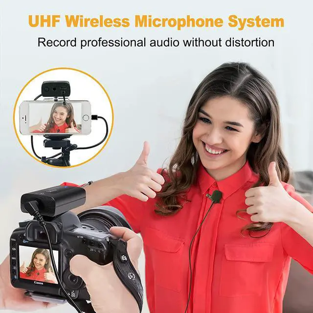 Alt view image 4 of 7 - Wireless Lavalier Microphone System BALILA UHF Dual Lavalier Mic Lapel Microphone for iPhone/Android, DSLR Camera Microphone Real-time Audio Monitor Recording Vlog Transmitter 2 + Receiver 1