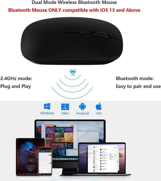 Alt view image 2 of 7 - Bluetooth Mouse,Rechargeable Wireless Mouse for MacBook Pro/MacBook Air,Bluetooth Wireless Mouse for Laptop/PC/Mac/iPad pro/Computer