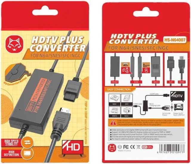 Alt view image 6 of 6 - Nintendo 64/SNES/NGC/SFC ultra-clear HDMI converter retro game console video conversion head