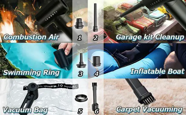 Alt view image 7 of 7 - LAUGFIN Electric Air Duster & Vacuum 2 in 1,Cordless Portable Compressed air Duster with 50000 RPM,Rechargeable Air Blower,Replaces Compressed Air Cans for Computer Keyboard Car Camera Cleaning