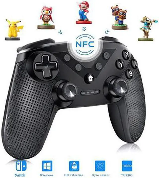 Main image of New Wireless Bluetooth Gamepad, Wireless Controller Remote Joystick for Nintendo Switch Console, PS3, PC, IOS13, Supports Gyroscope axis, Turbo and Dual Vibration(black)
