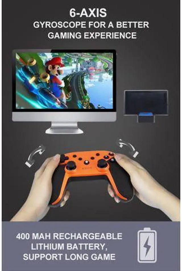 Alt view image 7 of 7 - New Wireless Bluetooth Gamepad, Wireless Controller Remote Joystick for Nintendo Switch Console, PS3, PC, IOS13, Supports Gyroscope axis, Turbo and Dual Vibration(black)