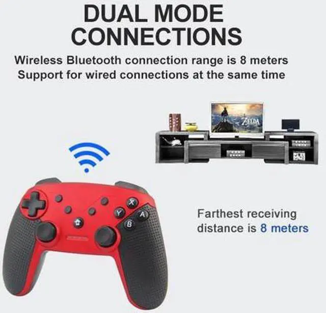 Alt view image 6 of 7 - New Wireless Bluetooth Gamepad, Wireless Controller Remote Joystick for Nintendo Switch Console, PS3, PC, IOS13, Supports Gyroscope axis, Turbo and Dual Vibration(black)