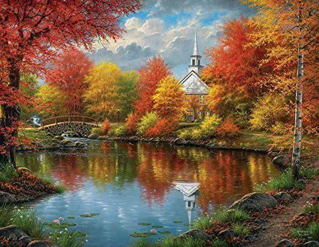 Alt view image 3 of 3 - Autumn Tranquility 1000+ pc Large Piece Jigsaw Puzzle by SunsOut