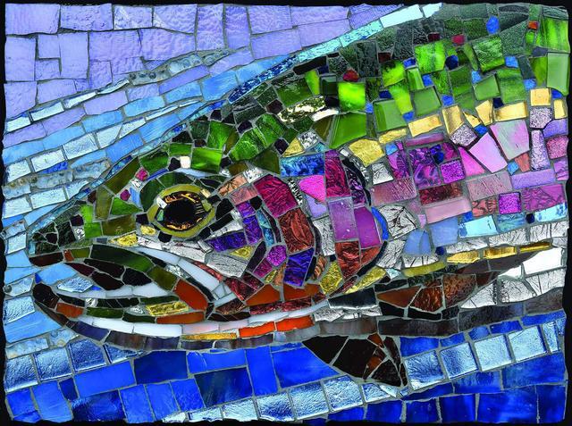 Main image of Stained Glass Rainbow Trout 1000 pc Jigsaw Puzzle by SUNSOUT INC
