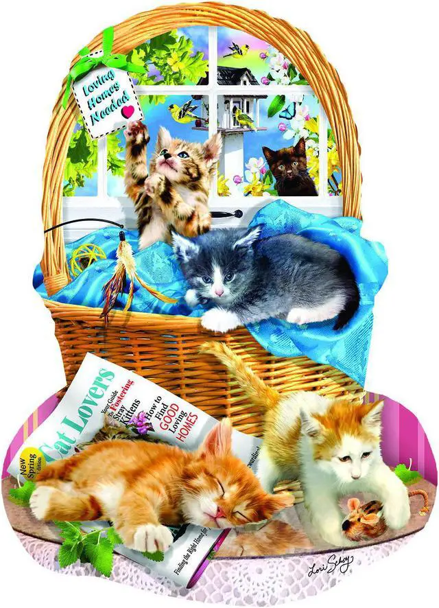Main image of Free Kitties 1000 pc Special Shaped Jigsaw Puzzle by SUNSOUT INC