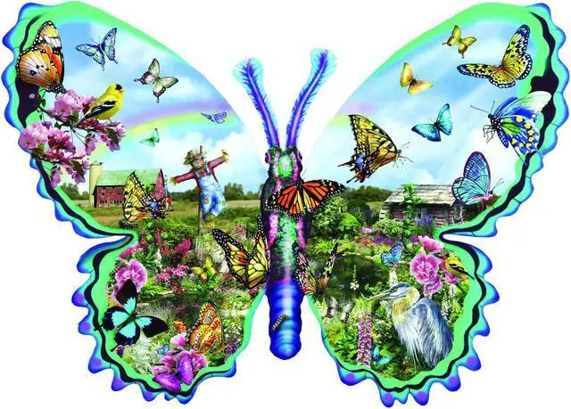 Main image of Butterfly Farm 1000 pc Special Shaped Jigsaw Puzzle by SUNSOUT INC