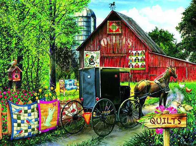 Alt view image 2 of 3 - Amish Quilt Sale 1000 pc Jigsaw Puzzle by SunsOut
