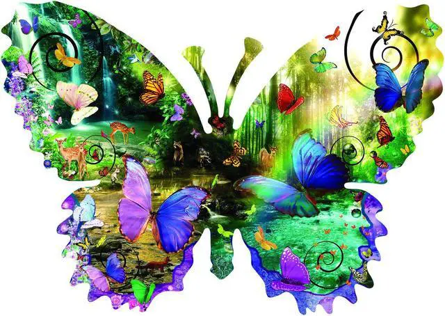 Alt view image 2 of 3 - forest butterfly 1000 pc shaped jigsaw puzzle by sunsout