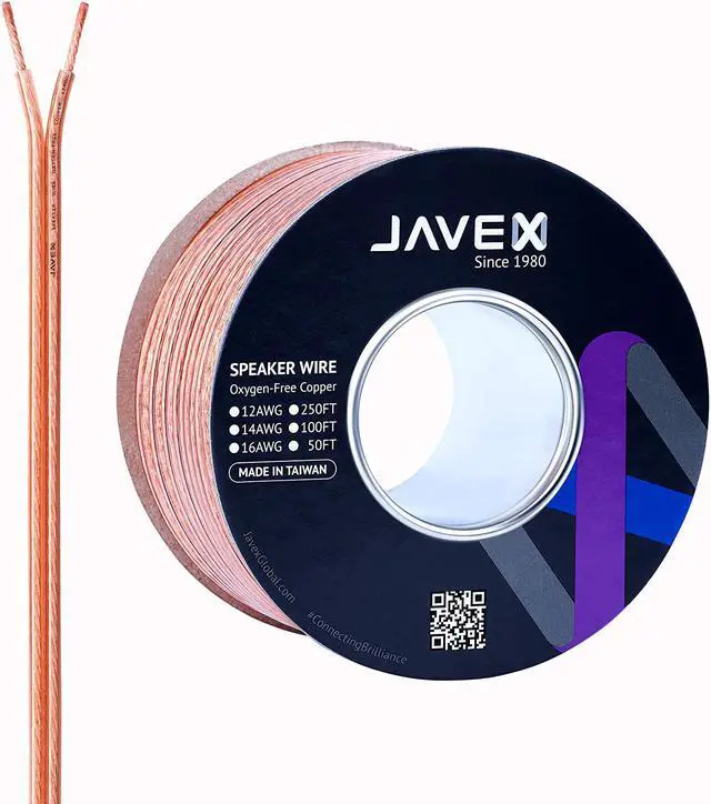 Main image of 12-Gauge AWG JAVEX Speaker Wire OFC Oxygen-Free Copper 99.9% Cable for Hi-Fi Systems, Mixer, Amplifiers, AV receivers, Home Theater, Subwoofer, Soundbar, 100 FT