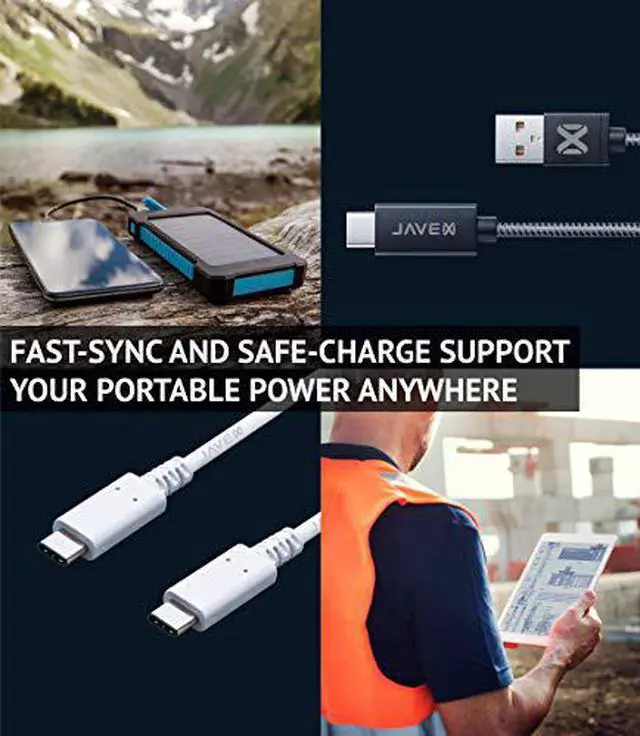 Alt view image 2 of 7 - JAVEX USB [2 Pack] Type-C to A Cable, Reinforced Wire Structure, 1.8M (6FT)+ 1.8M(6FT), Black
