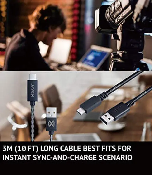 Alt view image 6 of 7 - JAVEX USB [2 Pack] Type-C to A Cable, Reinforced Wire Structure, 1.8M (6FT)+ 1.8M(6FT), Black