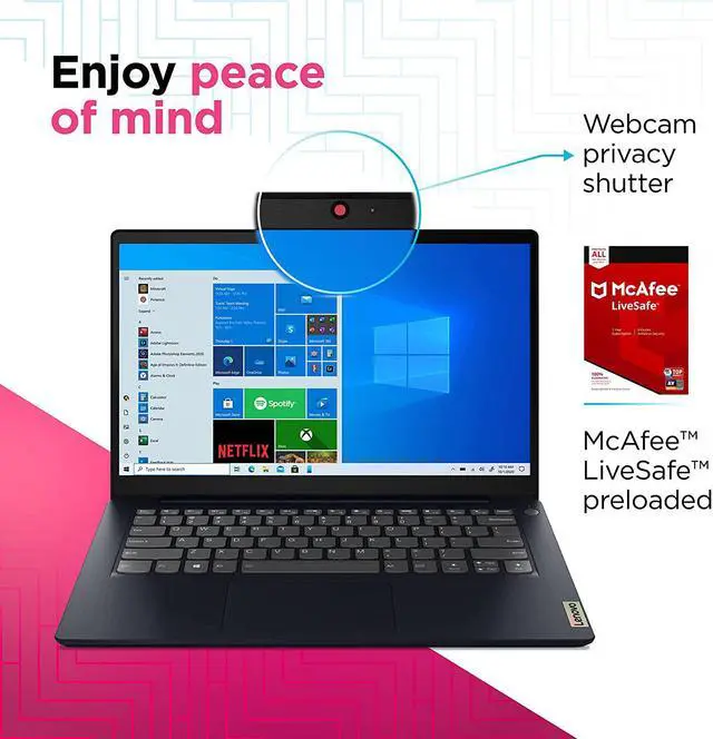 Alt view image 2 of 8 - Lenovo IdeaPad 3 Laptop, 14.0" FHD (1920 x 1080) Display, AMD Ryzen 5 5500U Processor, 8GB DDR4 RAM, 256GB NVMe TLC SSD Storage, AMD Radeon 7 Graphics, Windows 11 Home, 82KT00GVUS, Abyss Blue