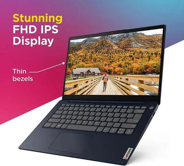 Alt view image 3 of 8 - Lenovo IdeaPad 3 Laptop, 14.0" FHD (1920 x 1080) Display, AMD Ryzen 5 5500U Processor, 8GB DDR4 RAM, 256GB NVMe TLC SSD Storage, AMD Radeon 7 Graphics, Windows 11 Home, 82KT00GVUS, Abyss Blue