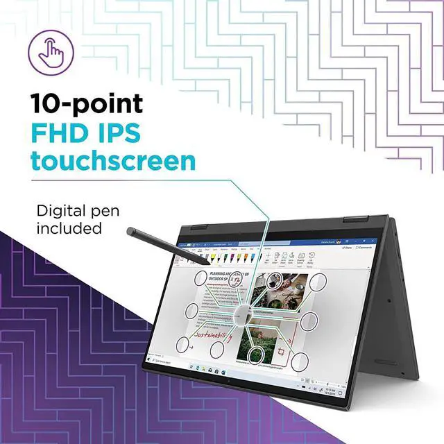 Alt view image 4 of 6 - Lenovo Flex 5 Laptop, 14.0" FHD Touch Display, AMD Ryzen 5 5500U, 16GB RAM, 256GB PCIe SSD, AMD Radeon Graphics, Windows 11 Home ,JAWFOAL HDMI Cable