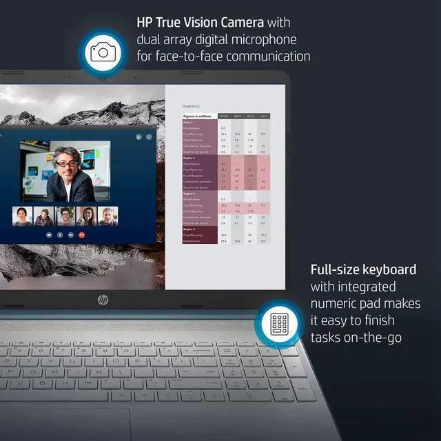 Alt view image 3 of 6 - Newest HP 15.6" FHD Business Laptop, AMD R5-5500U (6 Cores, up to 4GHz), 32GB DDR4 RAM, 1TB PCle SSD, HD Camera, WiFi, Full-Size Keyboard, SD Card Reader, Windows 11, JAWFOAL HMDI Cable