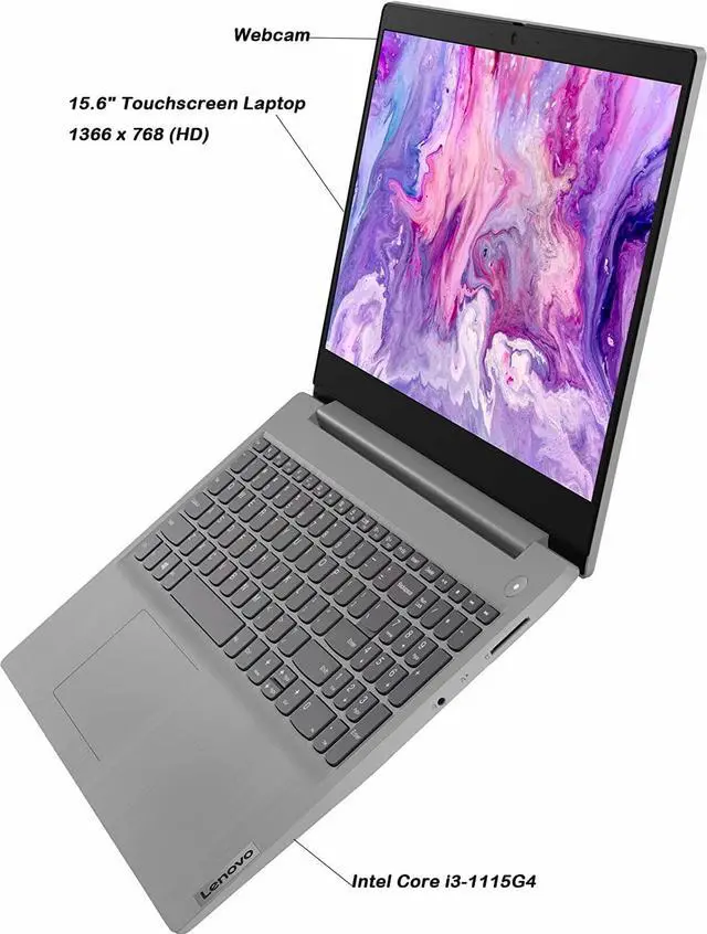 Alt view image 2 of 6 - Lenovo ideapad 3 15.6" Touchscreen Laptop, Intel Core i3-1115G4 (up to 4.1 GHz), 8GB DDR4 RAM, 512GB PCIe SSD, WiFi, Webcam, Card Reader, Windows 11 Home in S Mode, JAWFOAL HDMI Cable