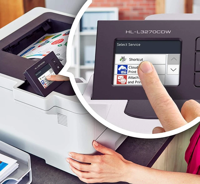 Alt view image 6 of 7 - Brother HL-L3270CDW Compact Wireless Digital Color Printer with NFC, Auto 2-Sided Printing, Built-in Wireless, 25ppm, 600 x 2400 dpi, 250-sheet, Works with Alexa - Bundle with JAWFOAL Printer Cable