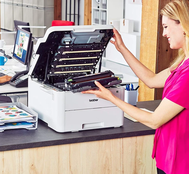 Alt view image 5 of 7 - Brother HL-L3270CDW Compact Wireless Digital Color Printer with NFC, Auto 2-Sided Printing, Built-in Wireless, 25ppm, 600 x 2400 dpi, 250-sheet, Works with Alexa - Bundle with JAWFOAL Printer Cable