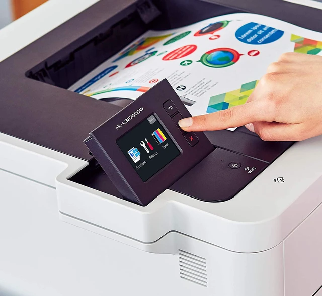 Alt view image 7 of 7 - Brother HL-L3270CDW Compact Wireless Digital Color Printer with NFC, Auto 2-Sided Printing, Built-in Wireless, 25ppm, 600 x 2400 dpi, 250-sheet, Works with Alexa - Bundle with JAWFOAL Printer Cable