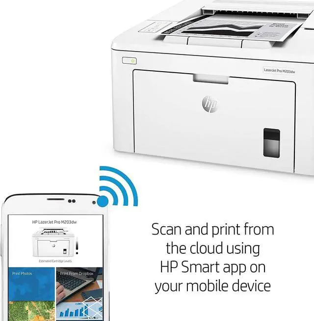 Alt view image 4 of 7 - HP Laserjet Pro M203dw Wireless Laser Printer, Auto 2-Sided Printing, LED Control Panel, Auto-On/Auto-Off Technology, Compatible with Alexa, JAWFOAL Printer Cable