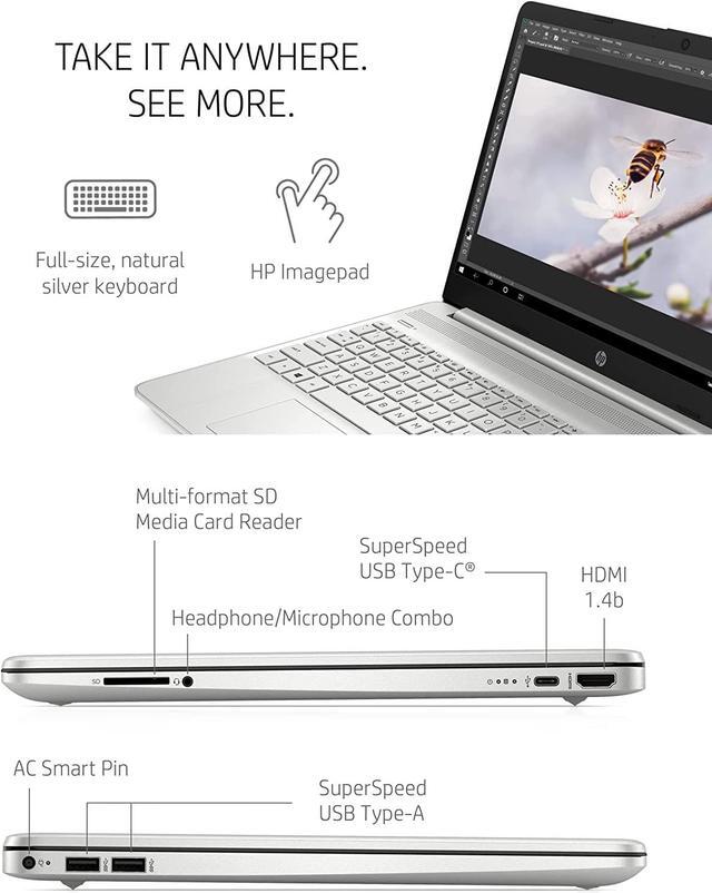 Alt view image 2 of 7 - HP 15 Laptop, 15.6" FHD Display, 11th Generation Intel Core i5-1135G7(Beats i7-1065G7), Intel Iris Xe Graphics, 32GB RAM, 1TB SSD, Wi-Fi 6, Bluetooth, Windows 11 Home, Silver, Cefesfy Accessory