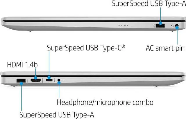 Alt view image 4 of 7 - HP 17 Laptop, 17.3" FHD IPS Display, AMD Ryzen 5 5500U Processor(Beat i5-10500), 16GB RAM, 512GB SSD, AMD Radeon Graphics, Bluetooth, Webcam, HDMI, Windows 11 Home in S Mode, Natural Silver, Cefesfy